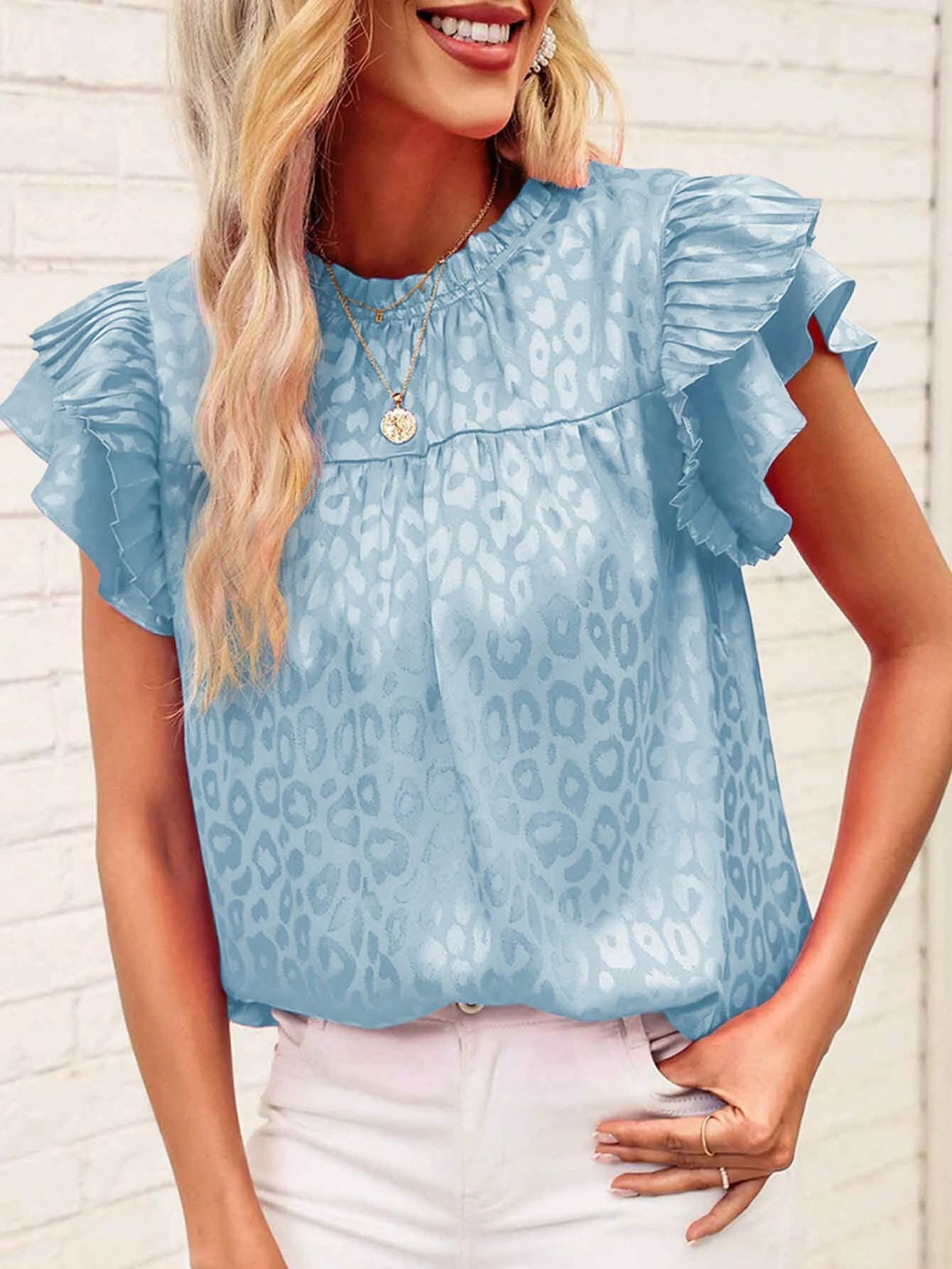 Shirts Women’s Polka Dot Ruffle Blouse RCWJ04176