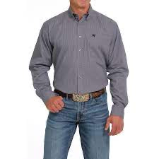 Shirts Mens Cinch Long Sleeve Button Blue Geo MTW1105635