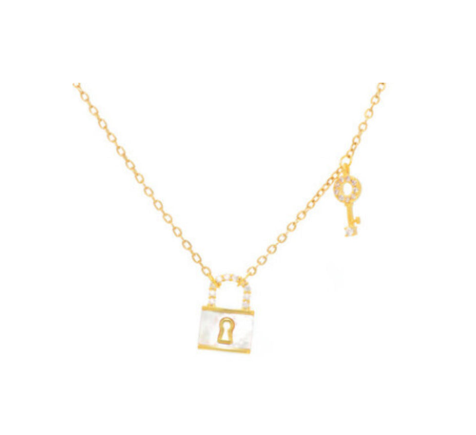 Jewelry MX Gold Lock and Key Necklace JN8003