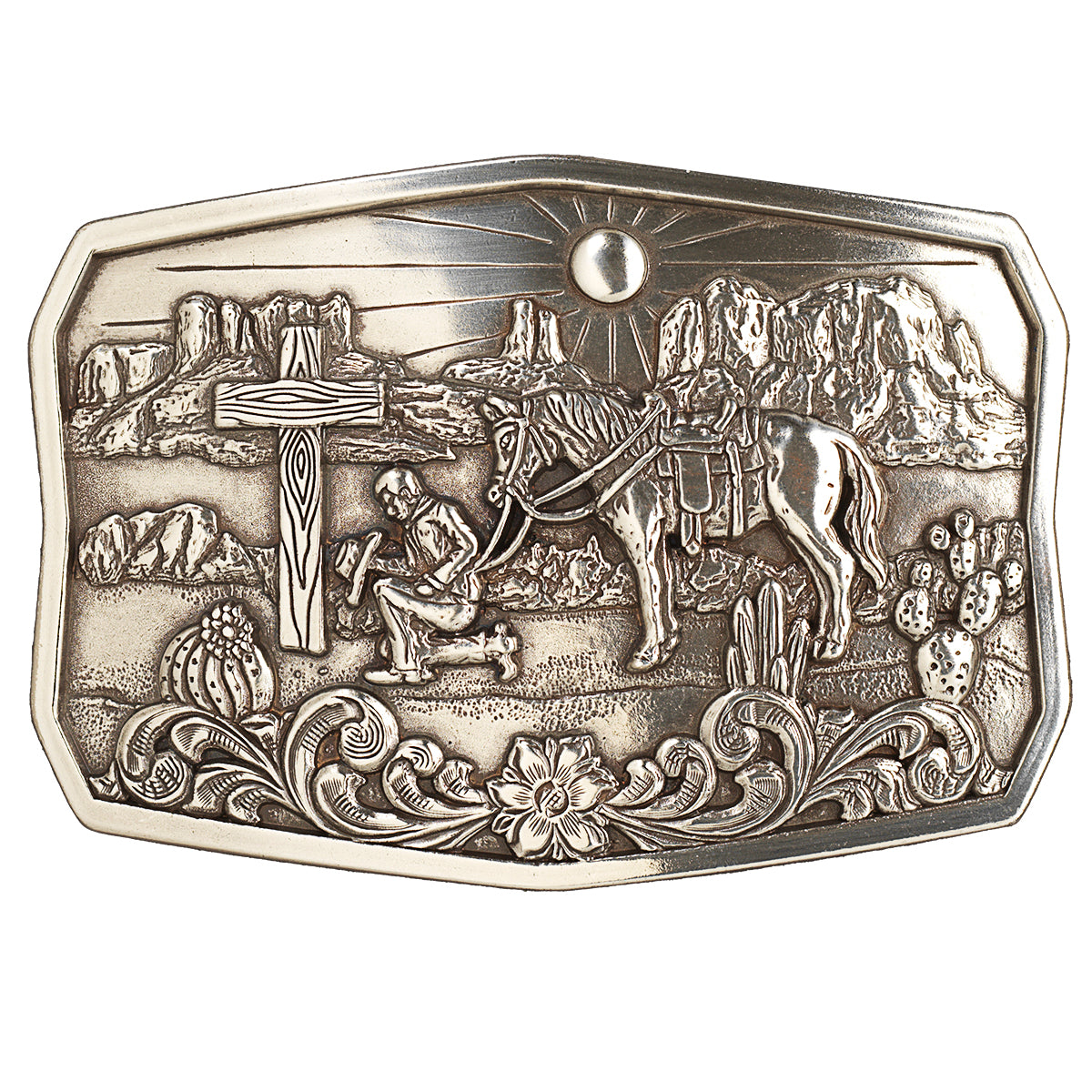 Jewelry Belt Buckles Praying Cowboy Cactus 37909