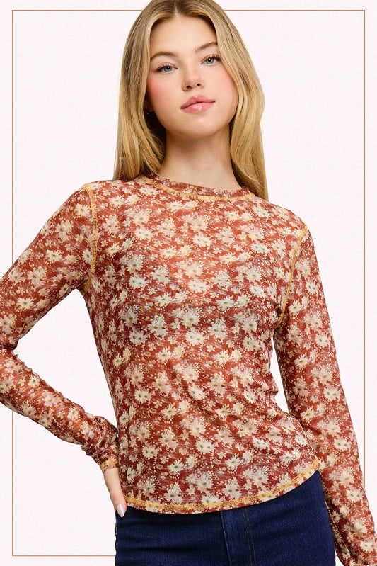 JCT7701-Floral Layer Top