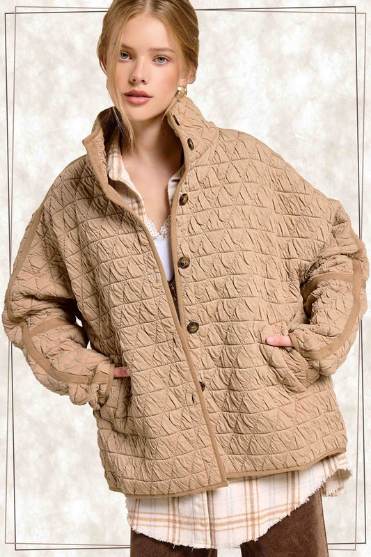 Outerwear Women’s Oversized Soft Quilted Button Down Jacket JKT1787