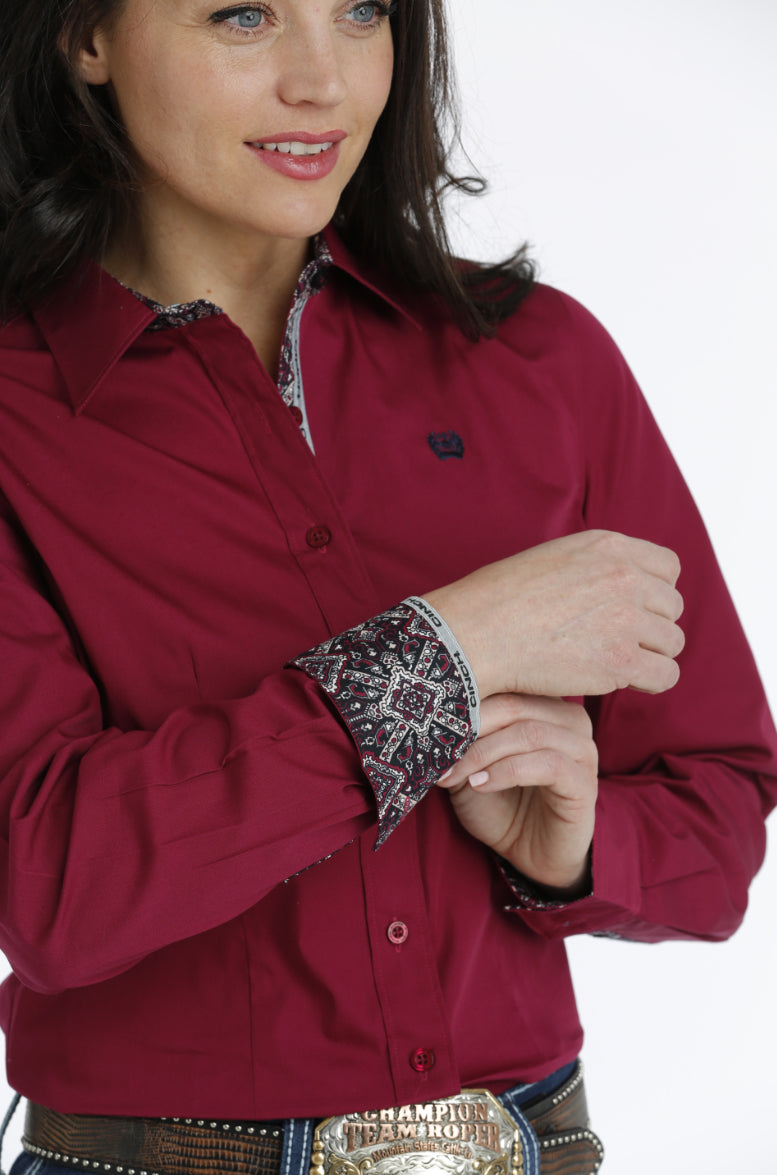 Shirts Women’s Cinch Burgundy Long Sleeve Button Up MSW9165041