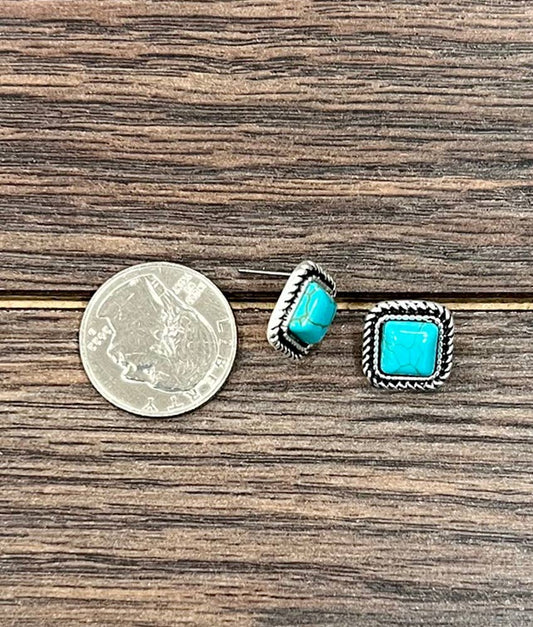 726454, 8mm Square Stone Stud Earrings