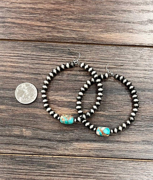 726230, Handmade Navajo Gemstone Hoop Earrings