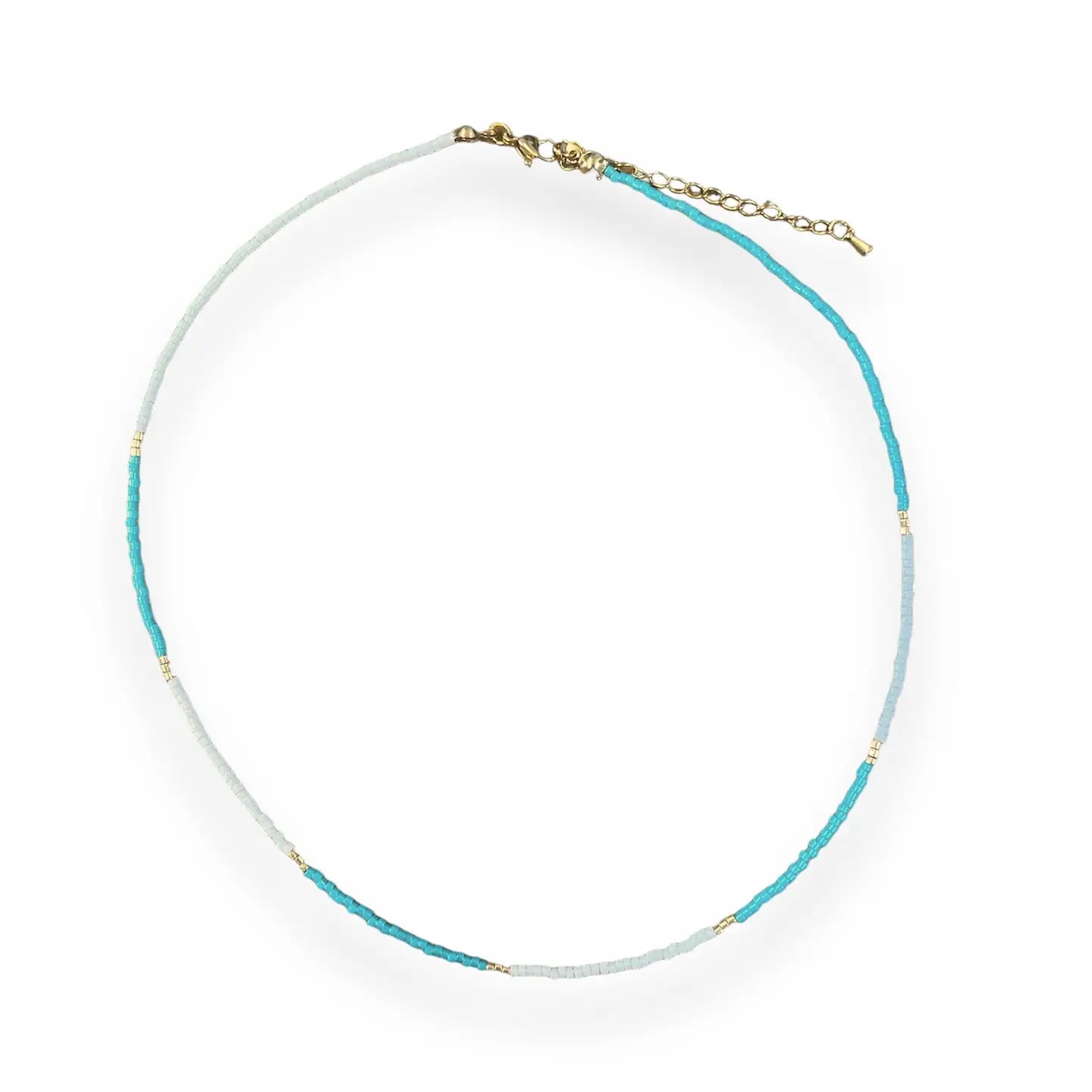 Necklace Seed Bead Turquoise White N02-005