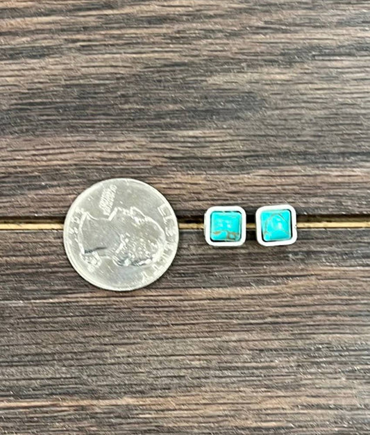 6mm Square Turquoise Stud Earrings 723047