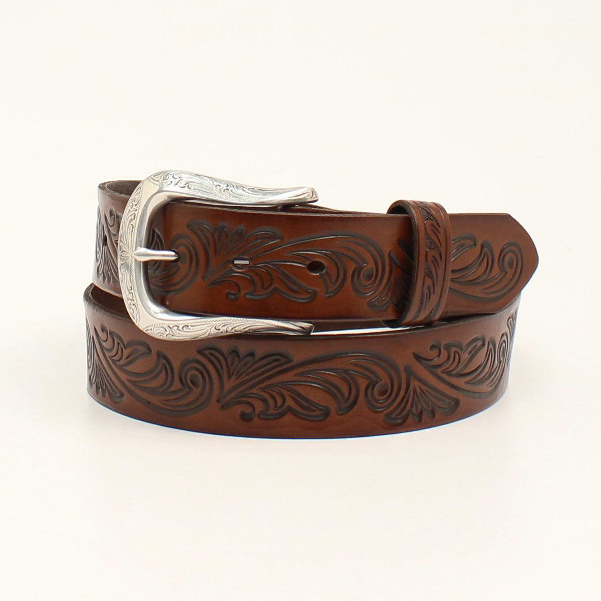 Belts Ladies Floral Embossed Brown A1533802