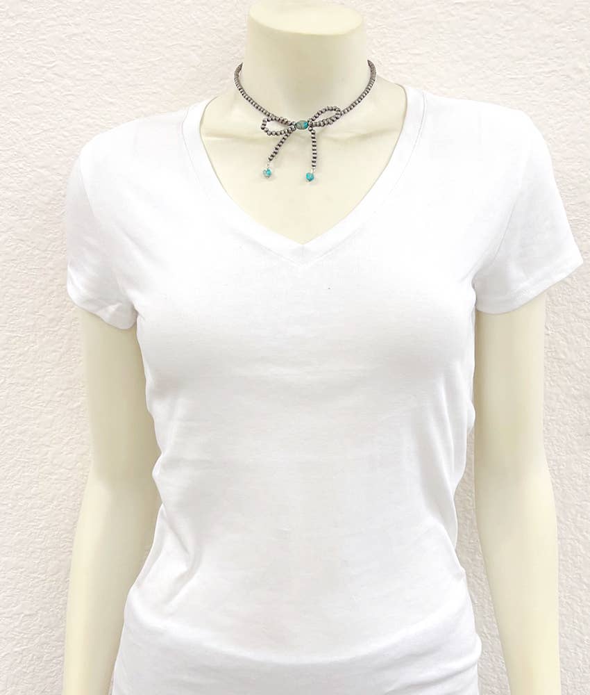 738339, Handmade 15" 4mm Navajo Bow Necklace