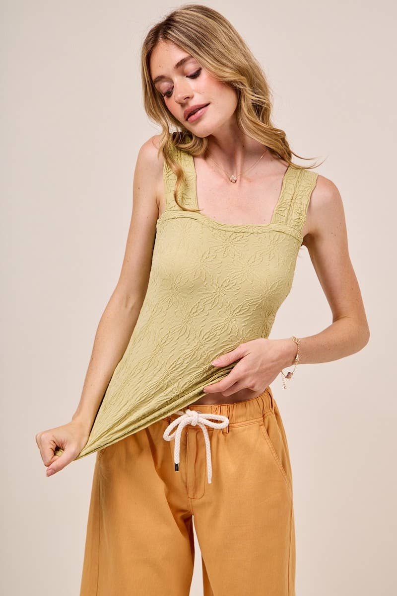 Floral Jacquard Seamless Tank Top JT1276