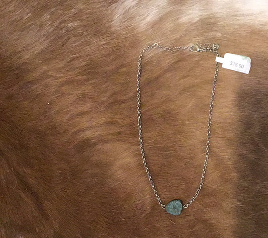 Jewelry Real Slab Turquoise Choker on Chain CHO-CHA-002-TUR