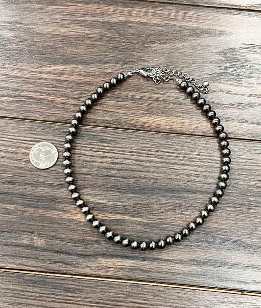 738021 , 16" Handmade 8mm Polish Navajo Bead Necklace