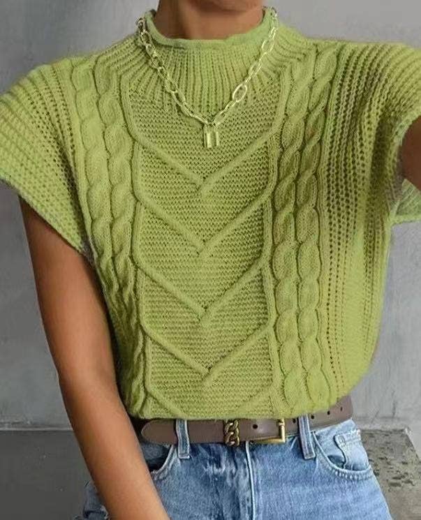 Outerwear Cable Knit Turtleneck Vest TO1830, CWOSWSL0141