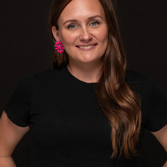 Earrings Pink Flower Cluster Post E800PNK