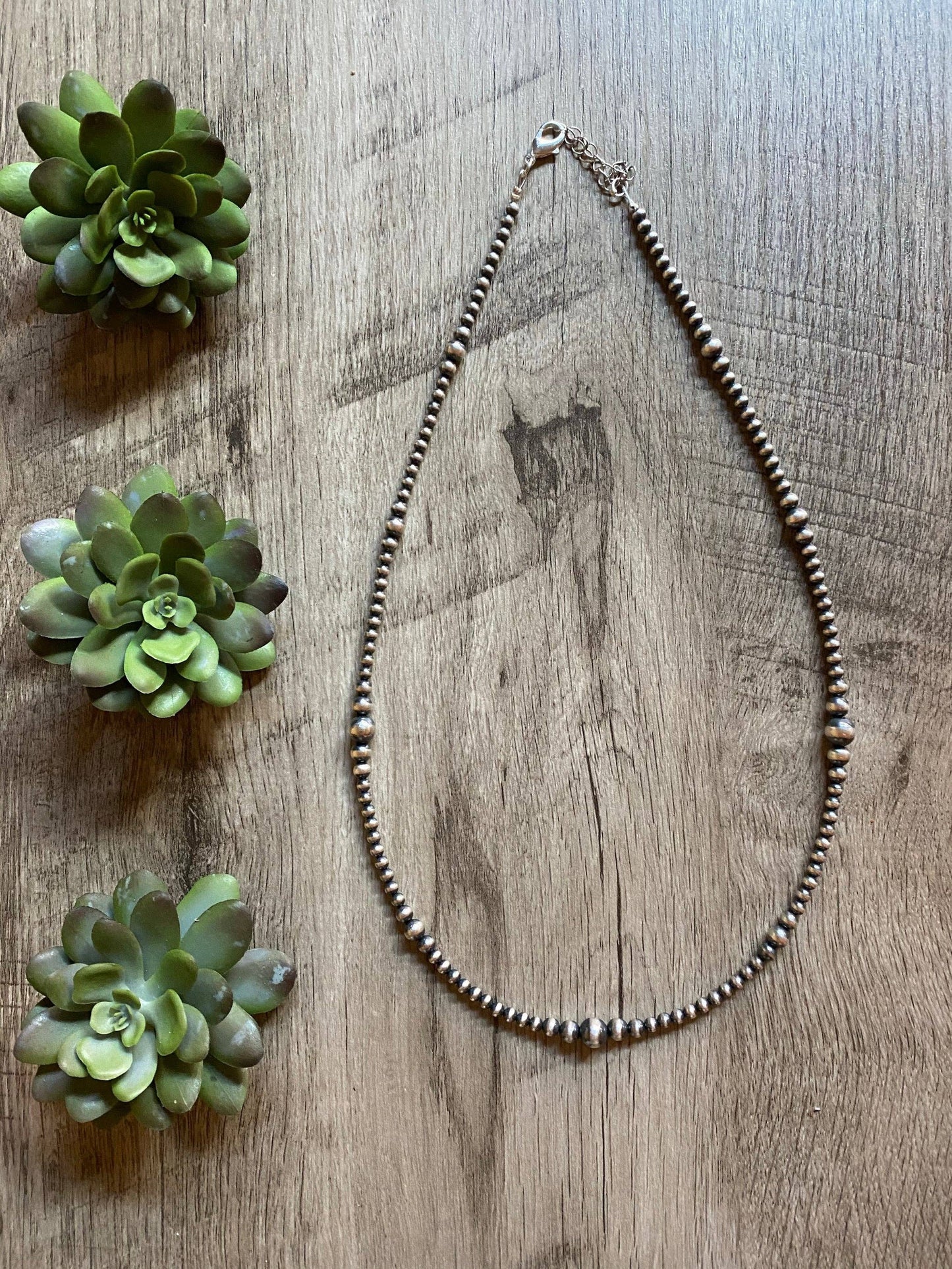Sterling Silver Pearls Necklace 22 inch western jewelry