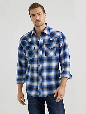 Shirts Men’s Wrangler Retro Blue Plaid Flannel 112355364