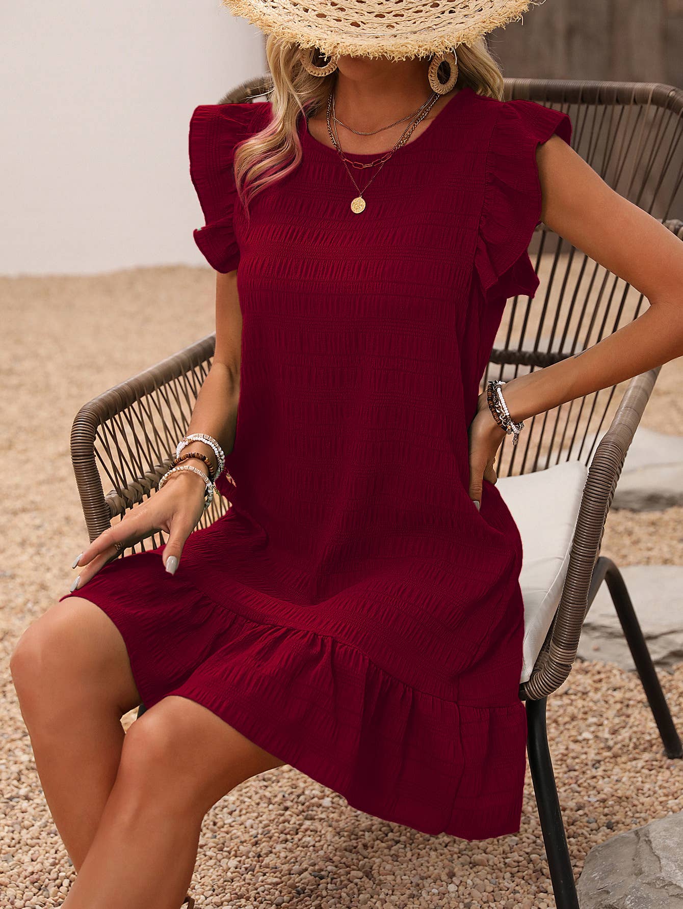 Elegant Ruffled Sleeve Straight Dress