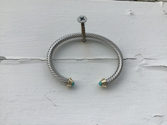 Jewelry MX Turquoise Cable Cuff Bracelet JB5062