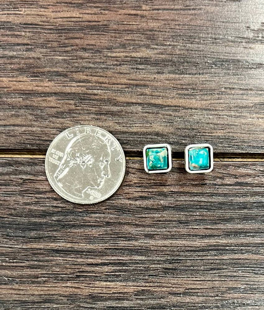 724794, 6mm Square Gemstone Stud Earrings