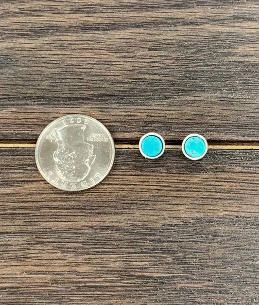 6mm Flat Turquoise Stud Earrings 722782