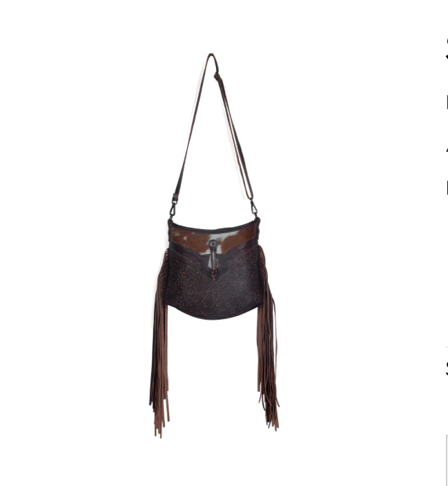 Purses Myra Bag Sculpted Brown Leather & Hairon Bag S-3343
