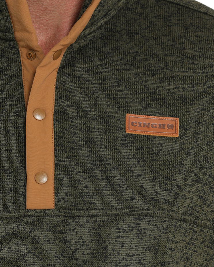 Men’s Pullover Cinch olive 1/4 snap sweater outerwear MWK1534009
