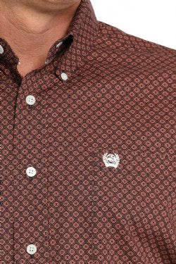 Shirts Mens Long Sleeve Geo Print Navy Rust MTW1105846
