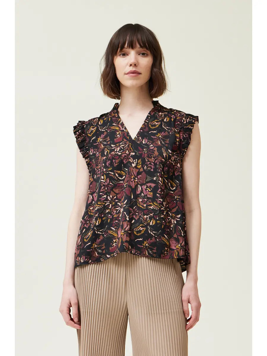 Shirts Women’s Ruffle Sleeve Blouse Printed Floral 40704VG