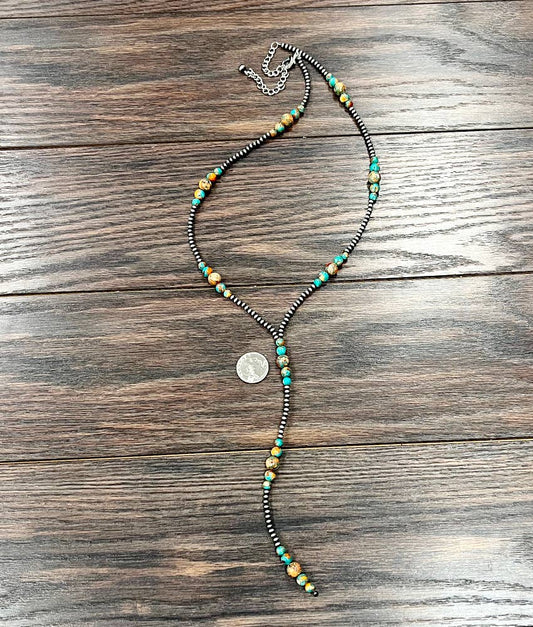 739552, Handmade 31" Navajo Gemstone Tassel Necklace