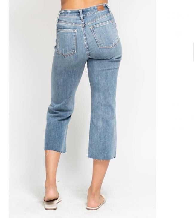 Jeans Women’s Judy Blue High Waisted Destroy Crop Wide Leg 82256