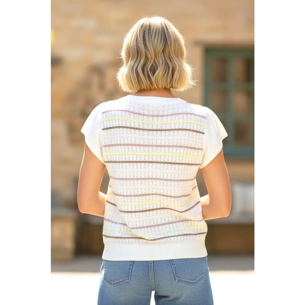 Outerwear Women MULTI STRIPED POINTELLE SWEATER 55921