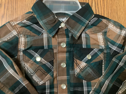 Shirts Kids Wrangler Boys Plaid Snap Up