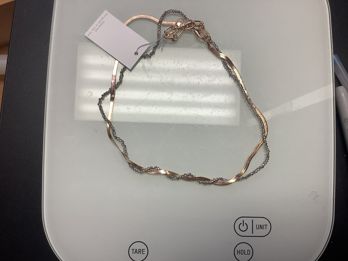 Jewelry Twisted Herring Bone And beaded Necklace 338-276NG
