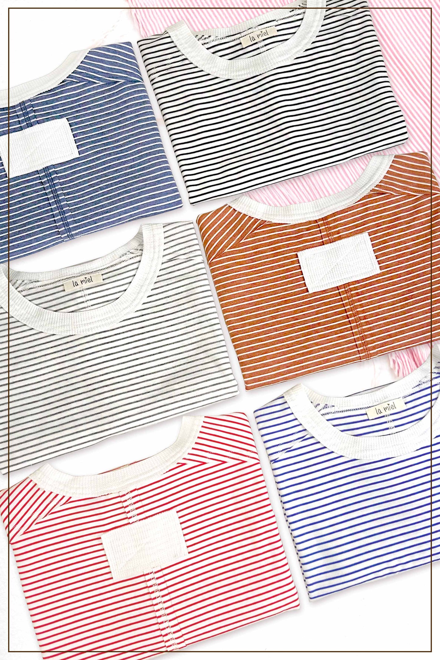 Shirts Women’s Striped Drop Shoulder Short Sleeves HDT7703