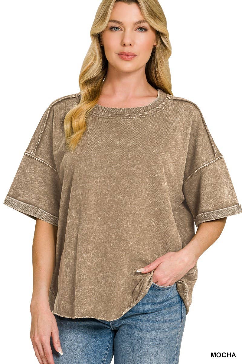 French Terry Acid Washed Tee Shirts 5314A