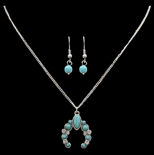 Jewelry Necklace and Earrings Set Silver Strike