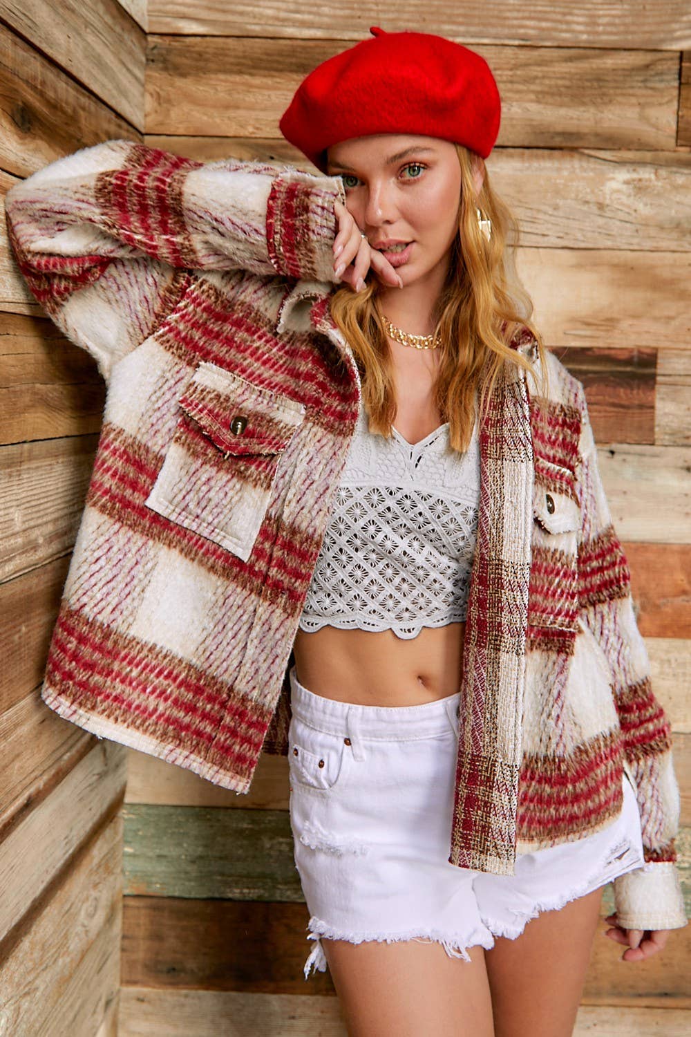 Outerwear Plaid Soft Brushed Button Down Jacket JKT1791