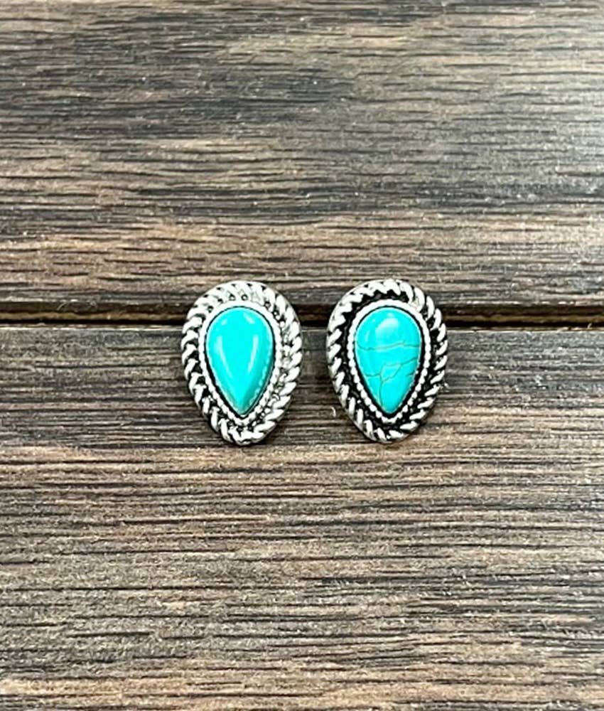 10mm Drop Turquoise Stud Earrings 723046