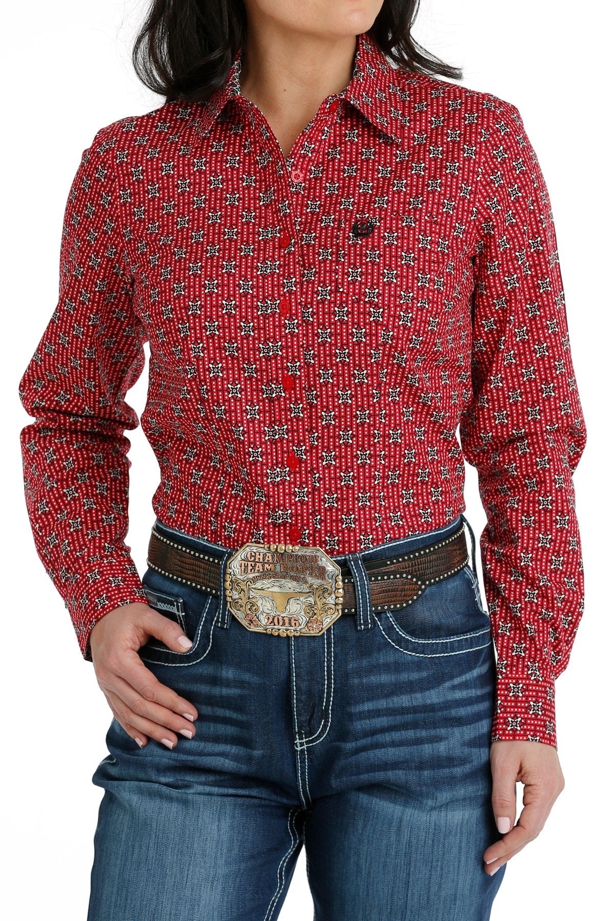 Shirt Women’s Cinch Long Sleeve Red MSW9164210