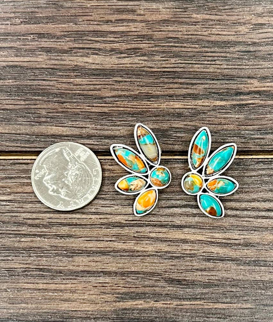 726394, Western Gemstone Stud Earrings