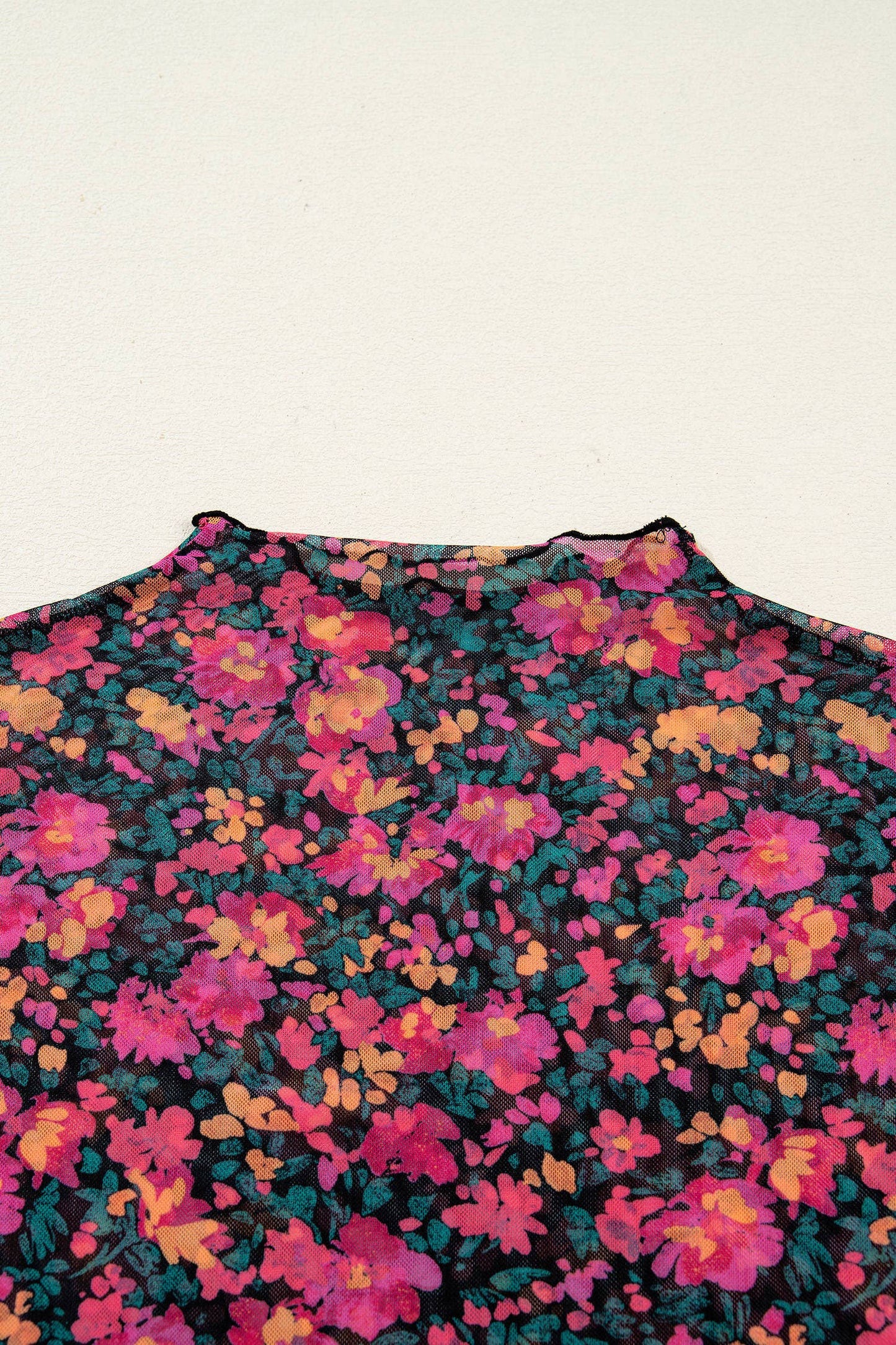 Shirts Women’s Floral Western Mesh Mock Neck Sheer Slim Fit Blouse P1015