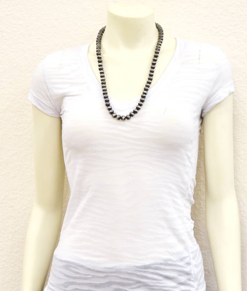 731451, Handmade 24" 10mm Navajo Bead Necklace