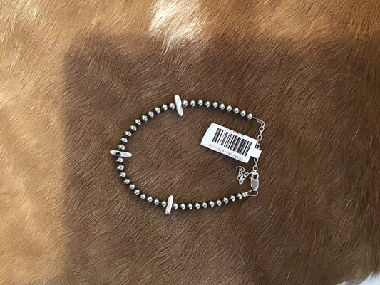 Jewelry 4 mm bracelet Navajo pearl with white buffalo BRA-NAV-172-WHI