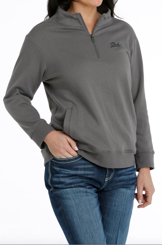 Outerwear Women’s Cinch Grey 1/4 Zip Pull Over Sweater MAK7906002