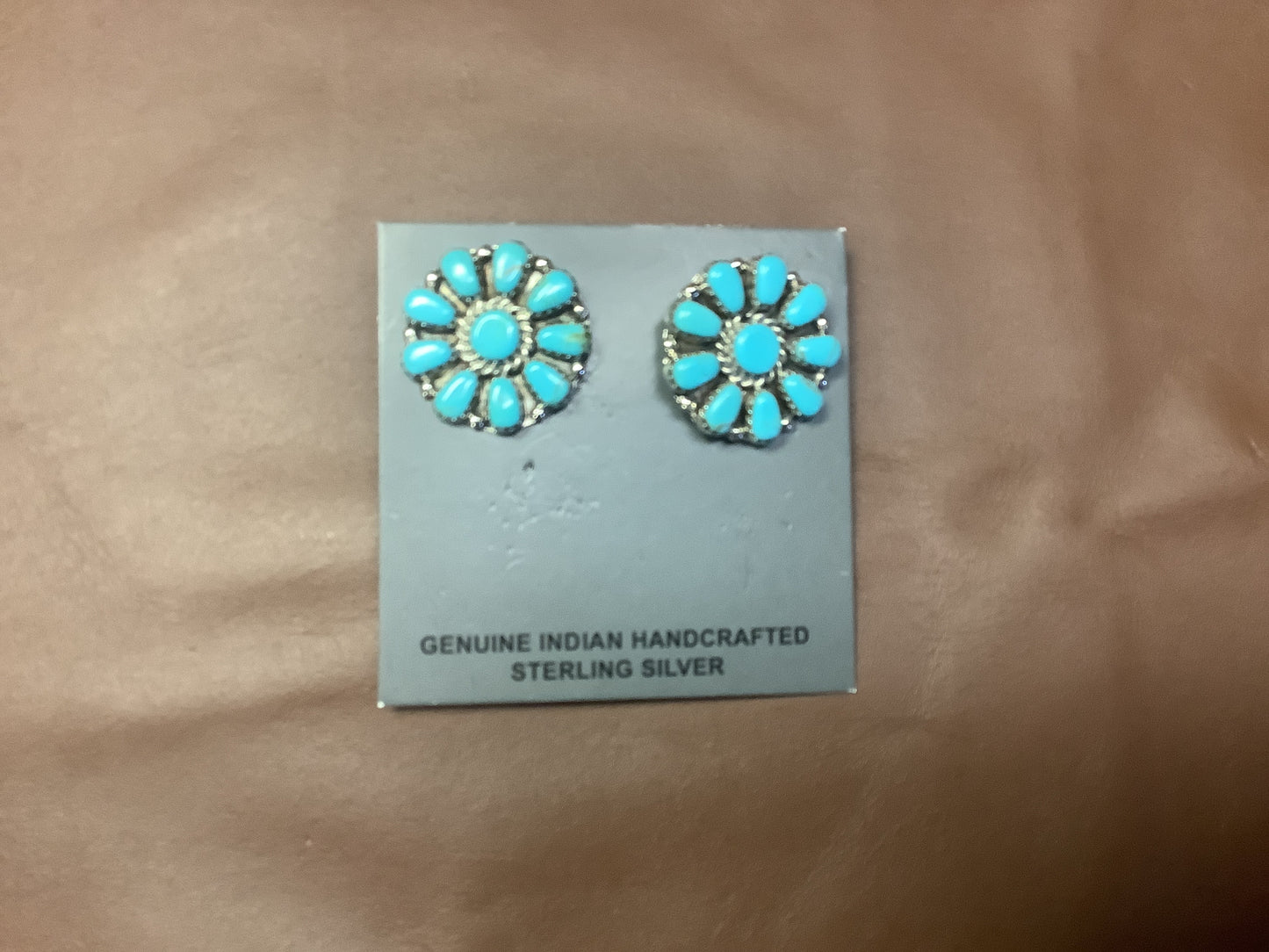 Jewelry Earnings Sterling Silver And Turquoise Flower