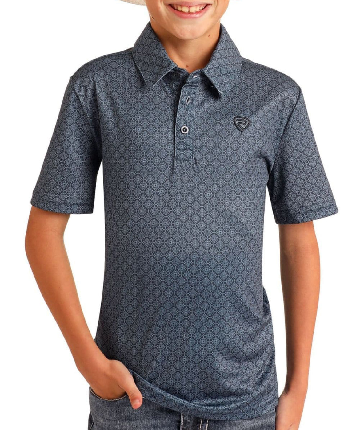 Shirts Boys Rock and Roll Navy Geo Printed Polo BB51T05994