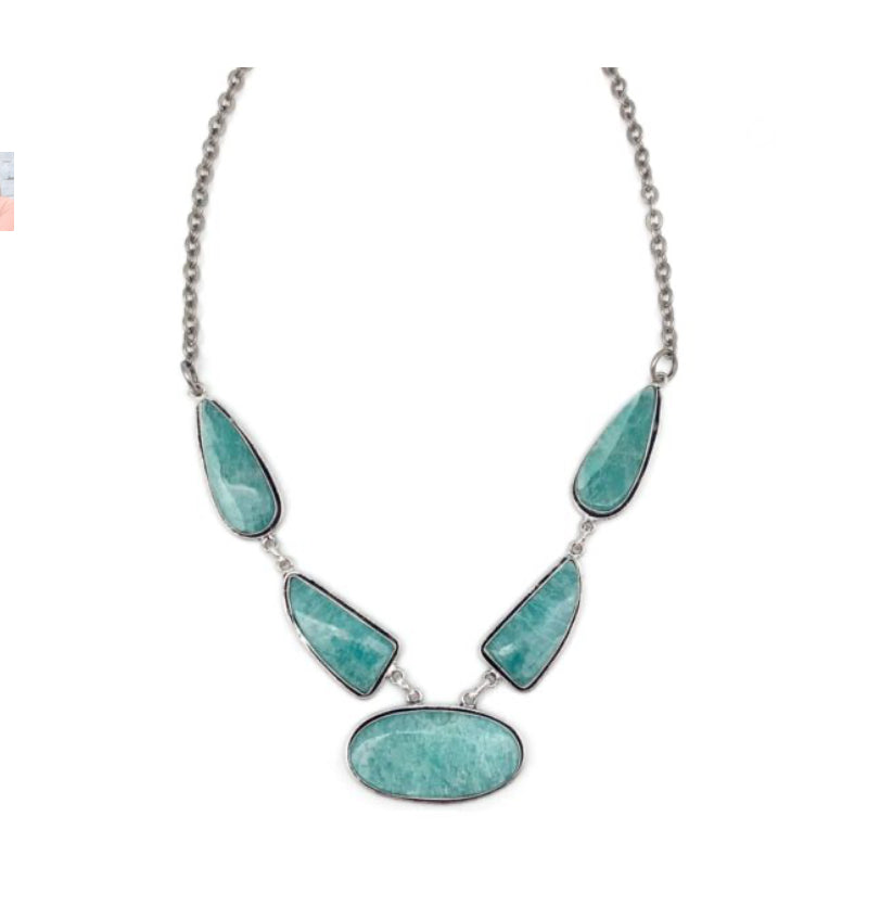Semiprecious Stone Bib Necklace – Amazonite Jewelry