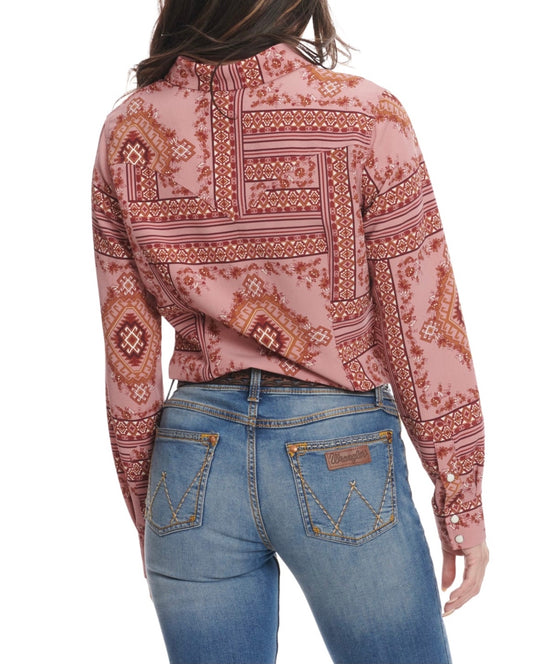 Shirt Women’s Wrangler Retro Snap Print Rose 112339448