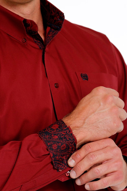 Shirt Men’s Cinch Long Sleeve Red MTW1105625