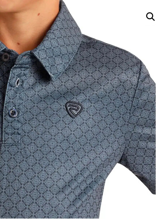 Shirts Boys Rock and Roll Navy Geo Printed Polo BB51T05994